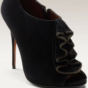 Elizabeth and James suede open-toed booties.